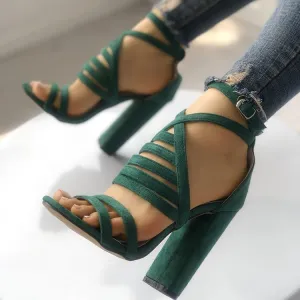 Sexy Straps With Chunky High Heel Sandals