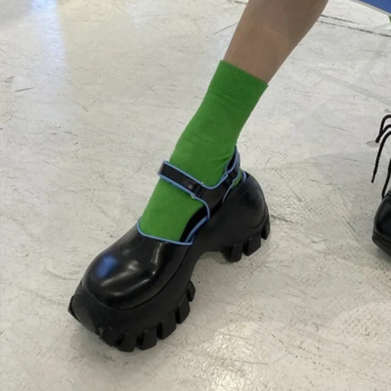 Shallow Mouth Cross Straps Increase Mary Jane Shoes