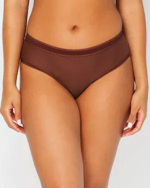 Sheer Mesh High Cut Brief - Chocolate