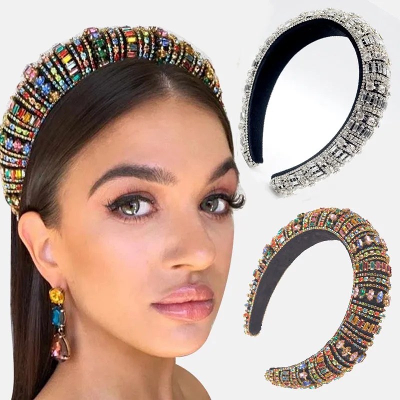 Shiny Rhinestone Headband Sparkly Crystal Wide Hairband Hair Hoop