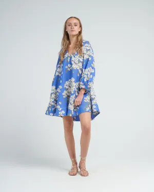 short dress georgette - chamomile field blue