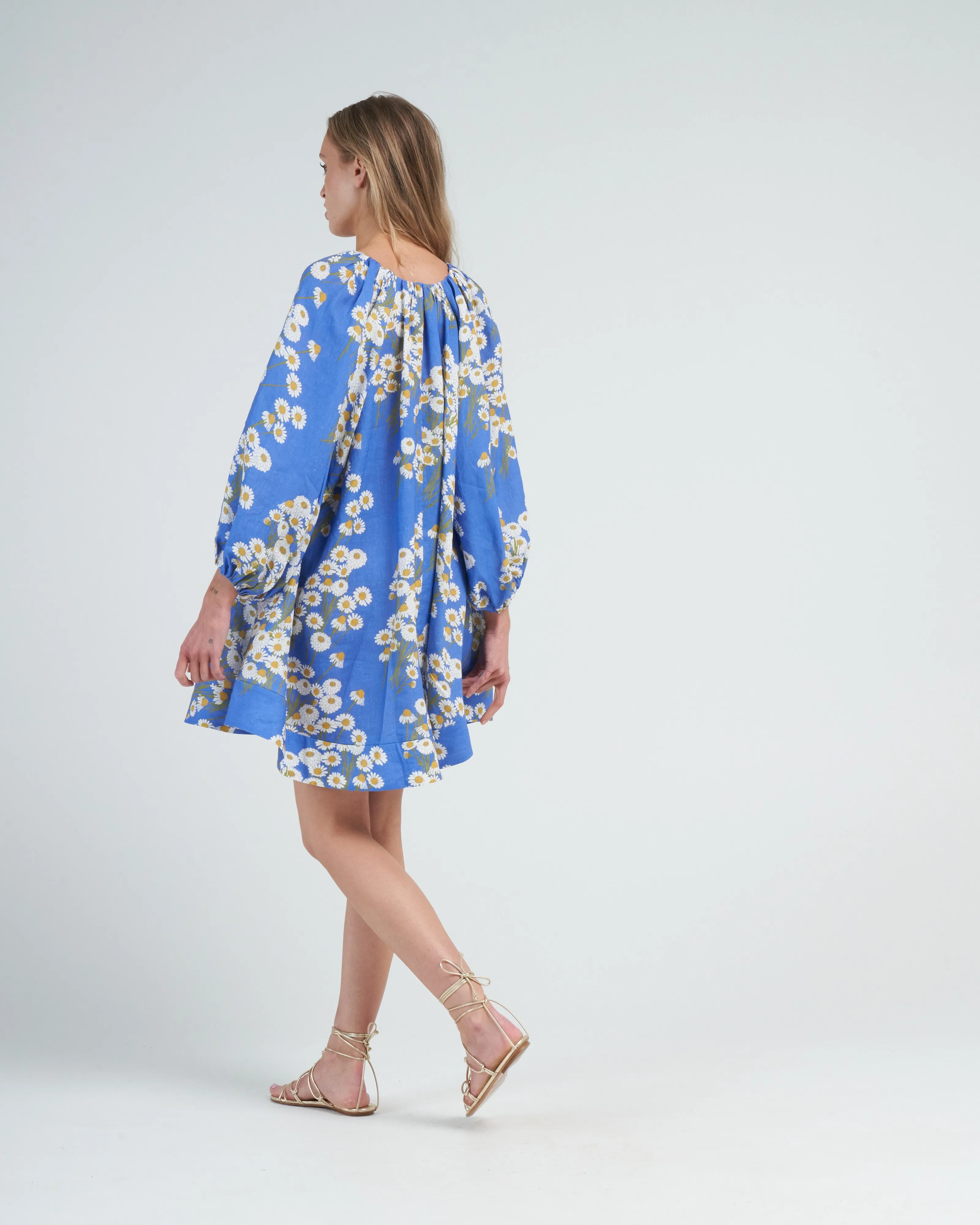 short dress georgette - chamomile field blue