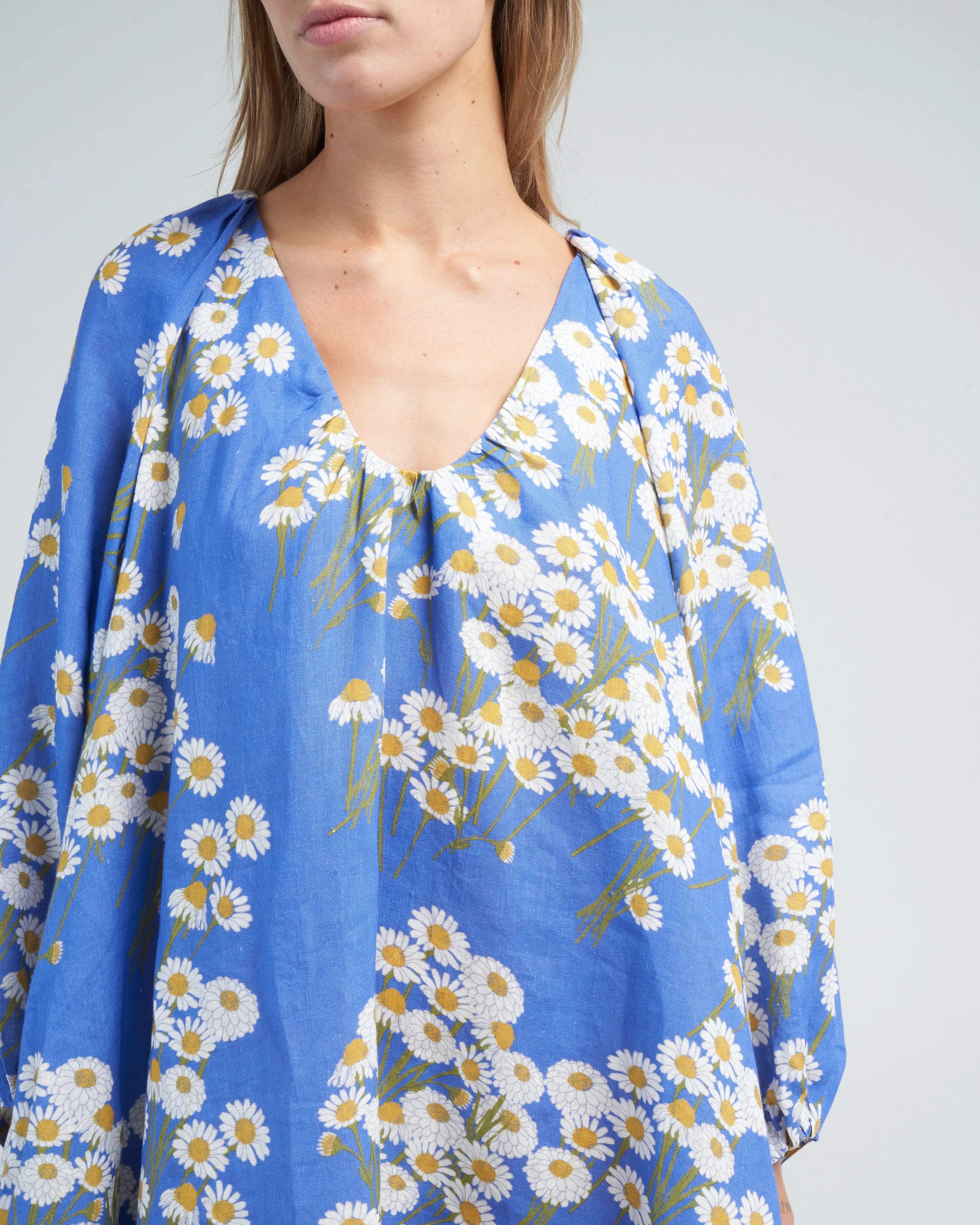 short dress georgette - chamomile field blue