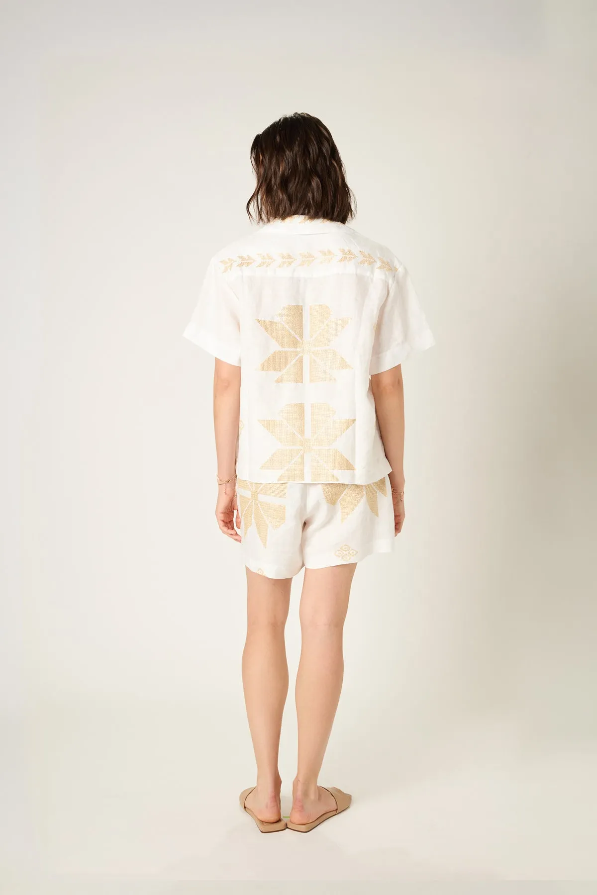 SHORTS AEOLIS MULTI ELASTIC WAIST - WHITE GOLD
