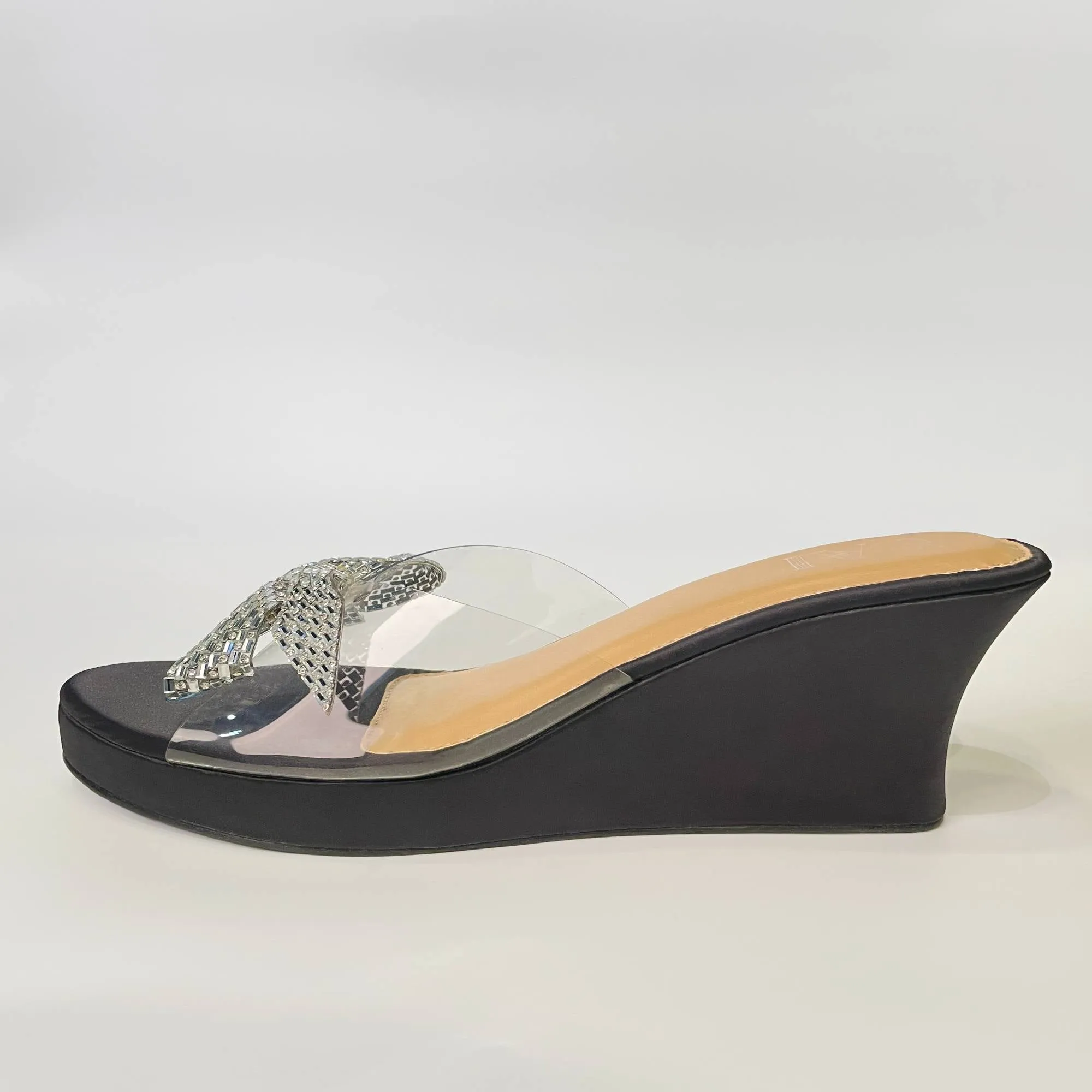 Silver Bow Black Wedge