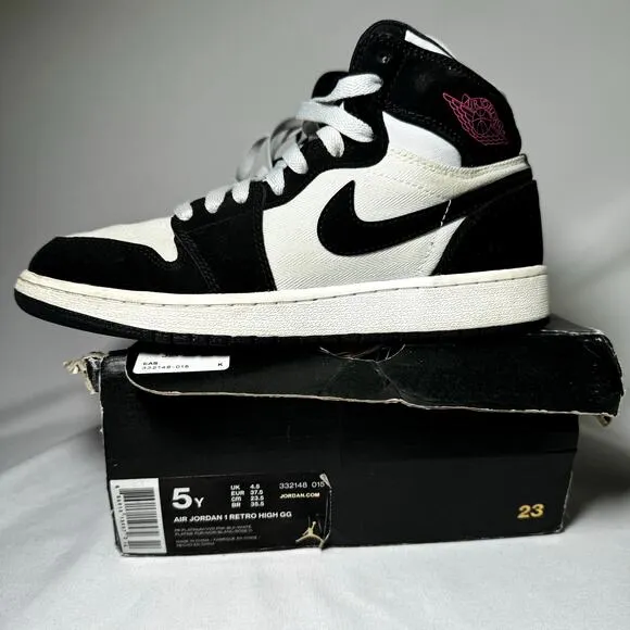 Size 5 - Nike Air Jordan 1 Retro High GS Pure Platinum Black Pink Men's Shoes