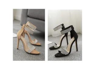 Skinny rhinestone high heels