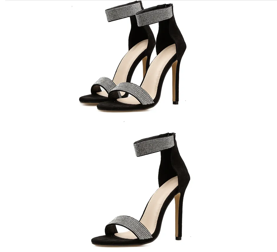 Skinny rhinestone high heels