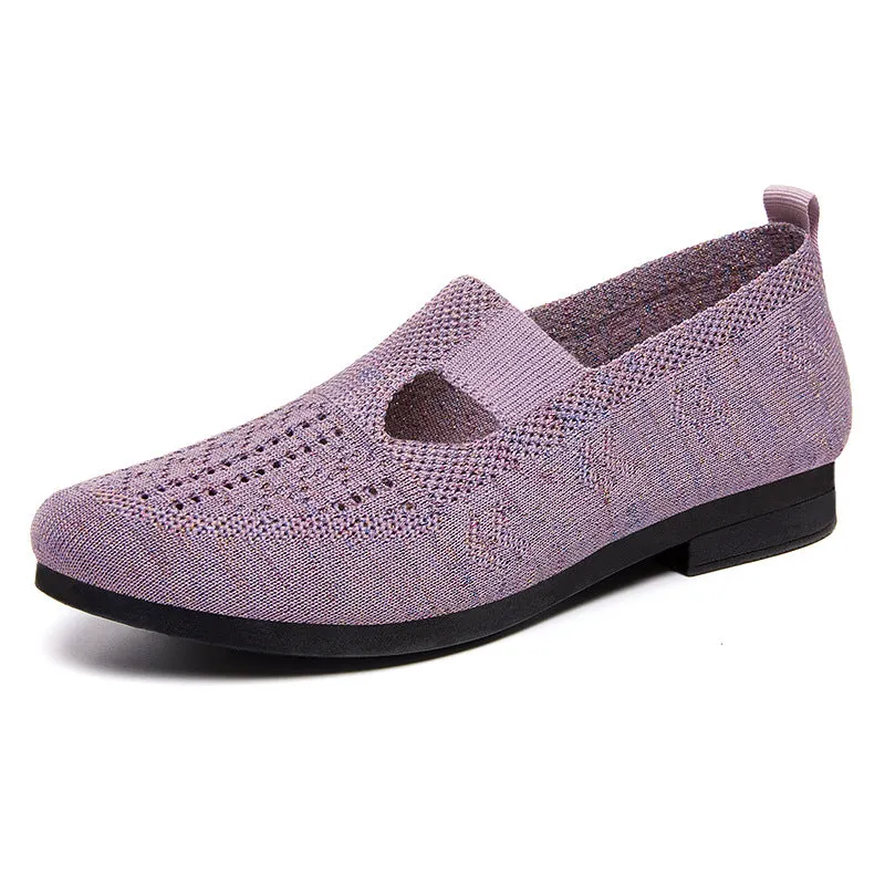 Slip-on Flat Casual Knit Women Walking Shoes