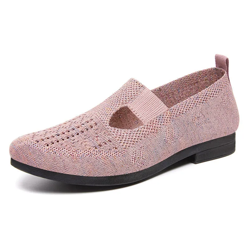 Slip-on Flat Casual Knit Women Walking Shoes