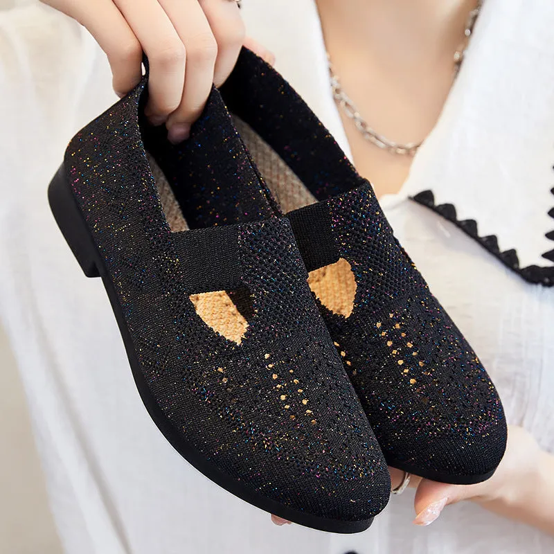 Slip-on Flat Casual Knit Women Walking Shoes