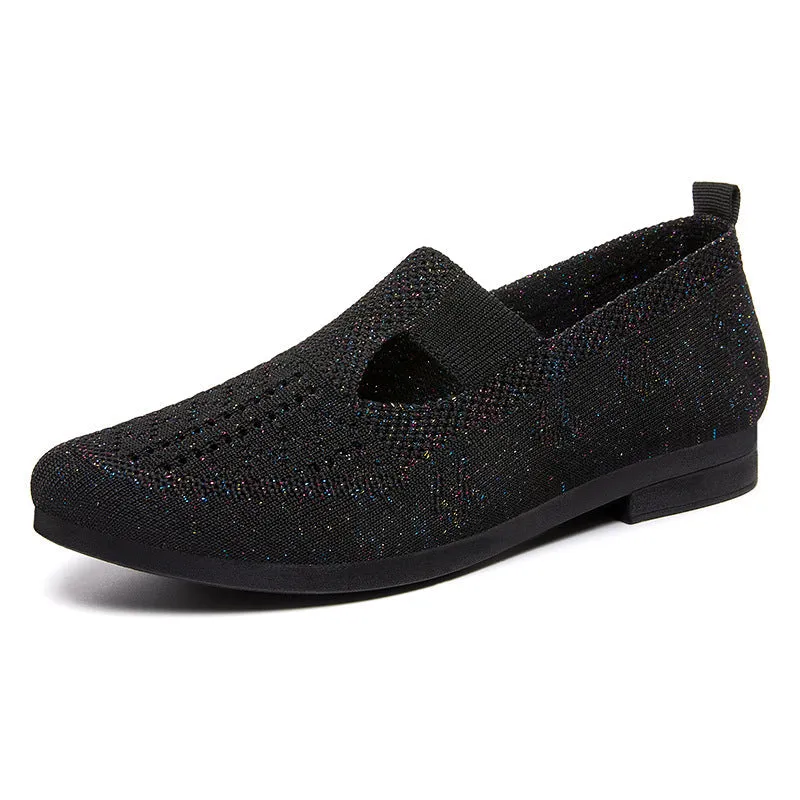 Slip-on Flat Casual Knit Women Walking Shoes