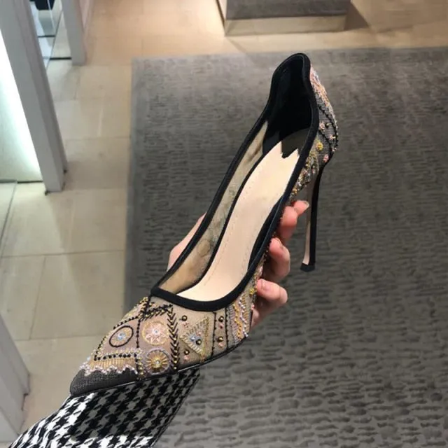 Slip On High Heels Sexy Pointed Toe Office Ladies Shoes