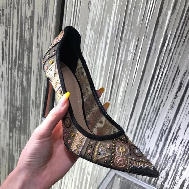 Slip On High Heels Sexy Pointed Toe Office Ladies Shoes