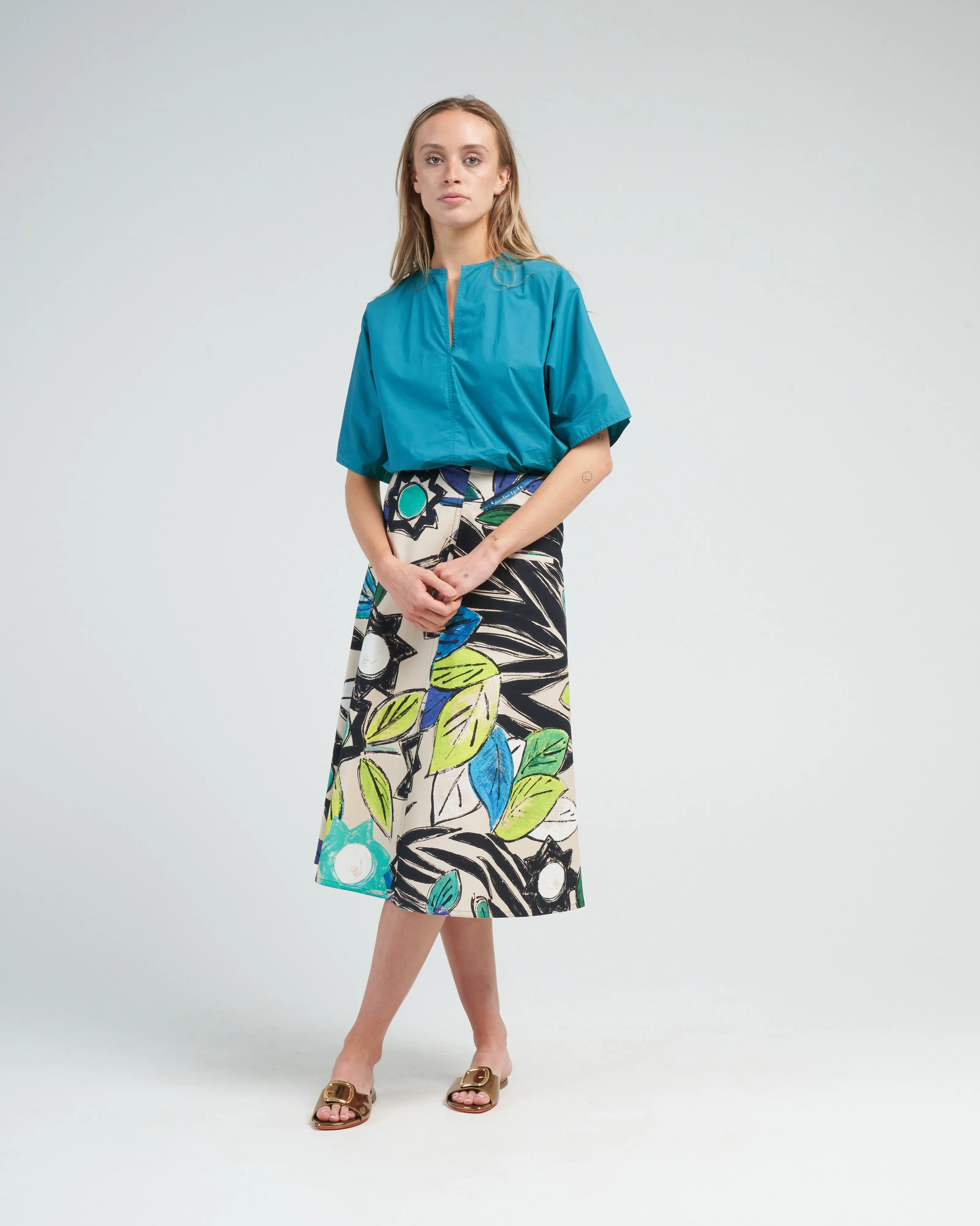 split neck top - topaz