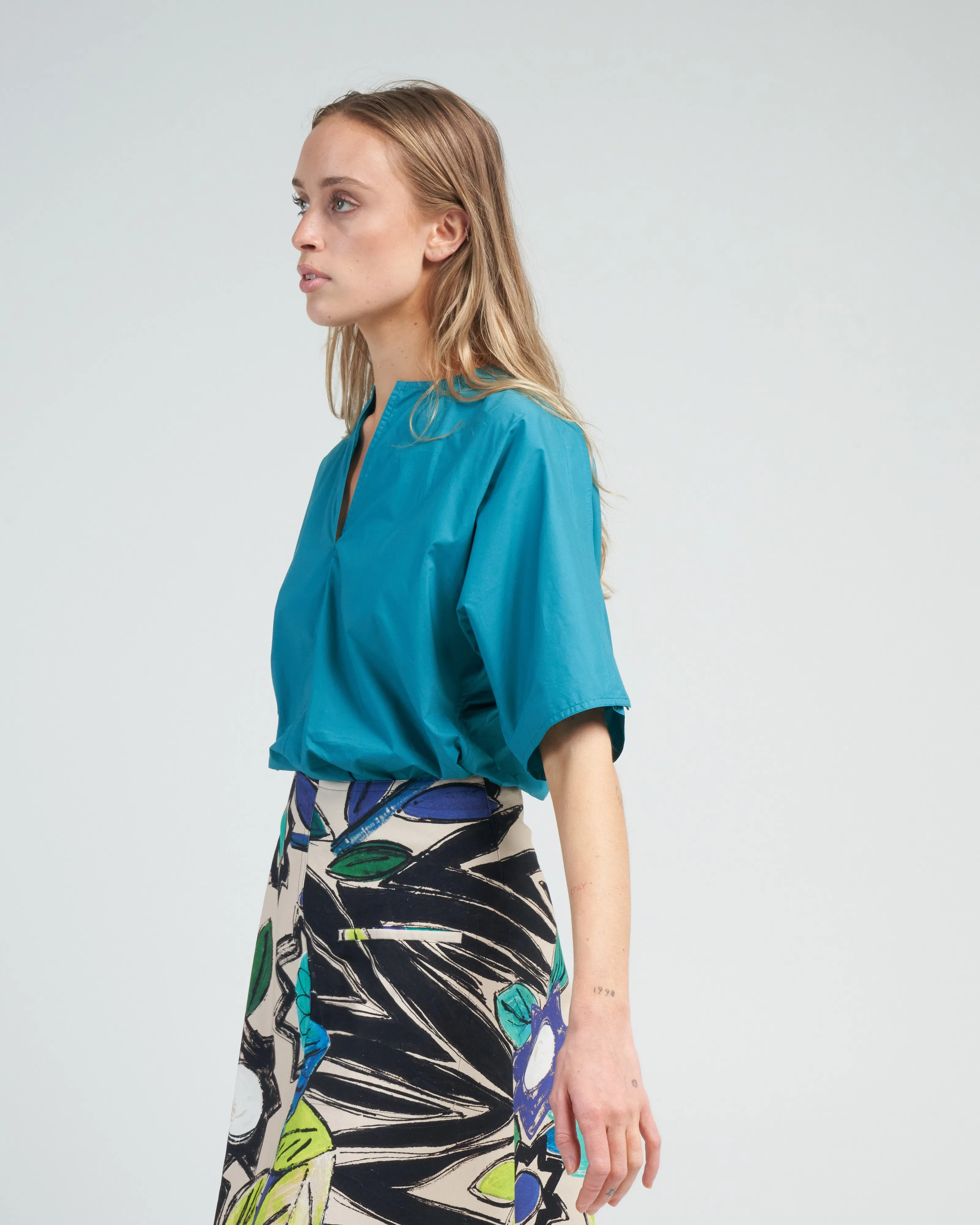 split neck top - topaz