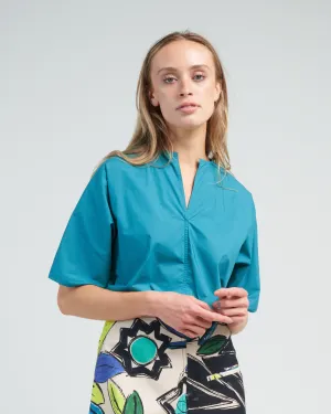split neck top - topaz