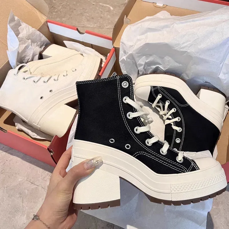 Spring Chic Retro Network Red Candy Color Classic Platform Canvas Shoes Women's Sneakers