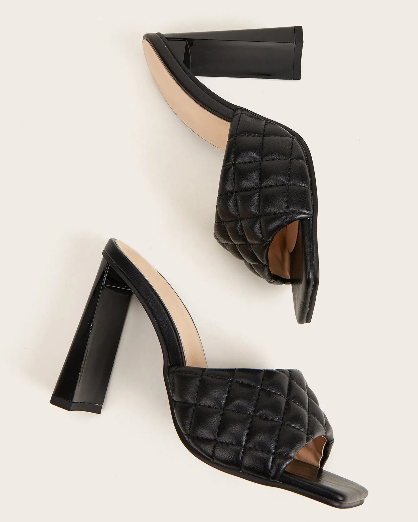 Square Toe Rhomboid Dermatoglyphic Sandals - Black