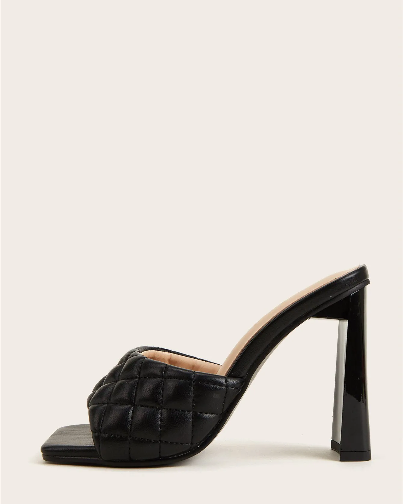 Square Toe Rhomboid Dermatoglyphic Sandals - Black