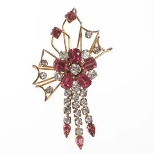 Star Art Pink Rhinestone Brooch, Pendant