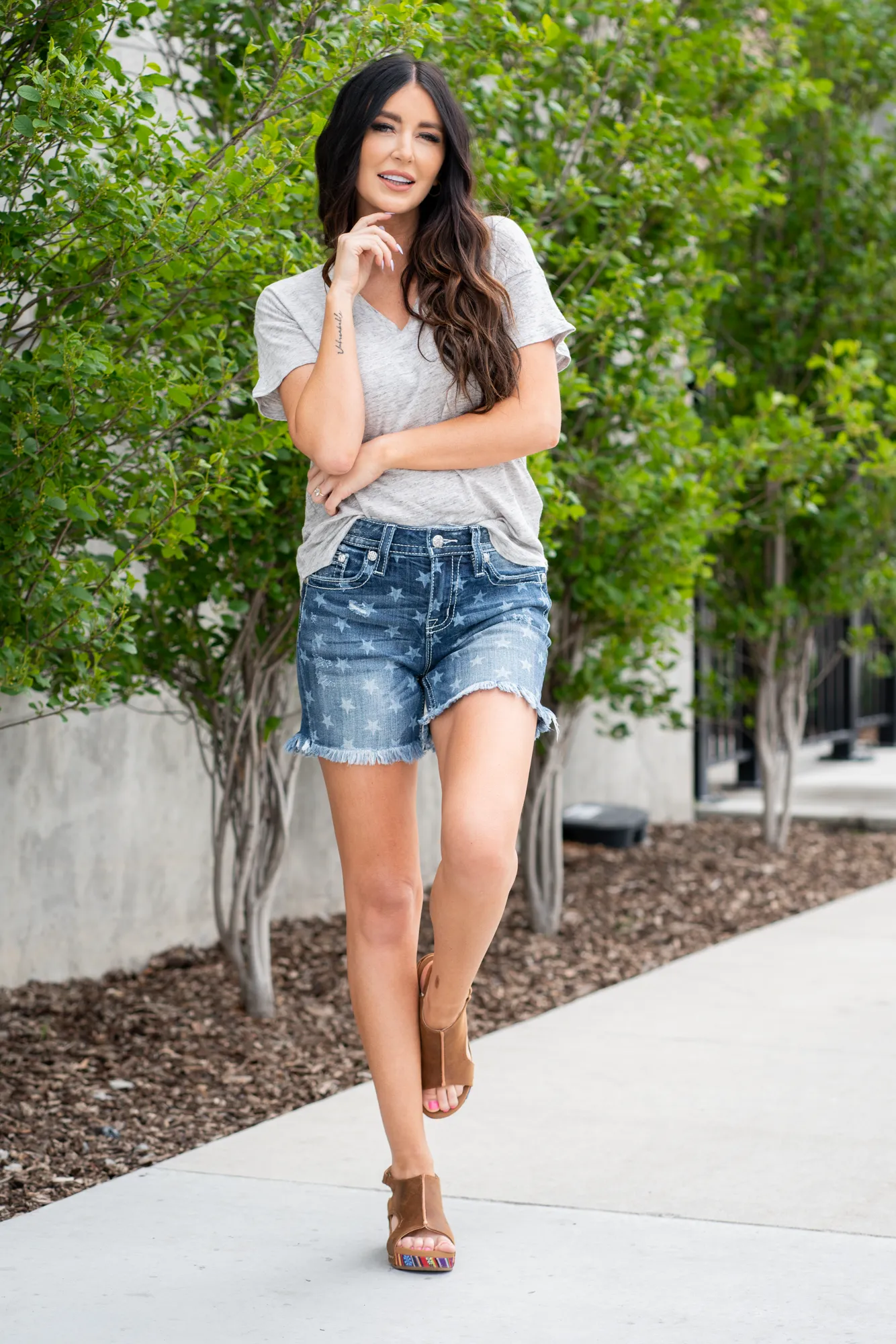 Star Print High Rise Shorts