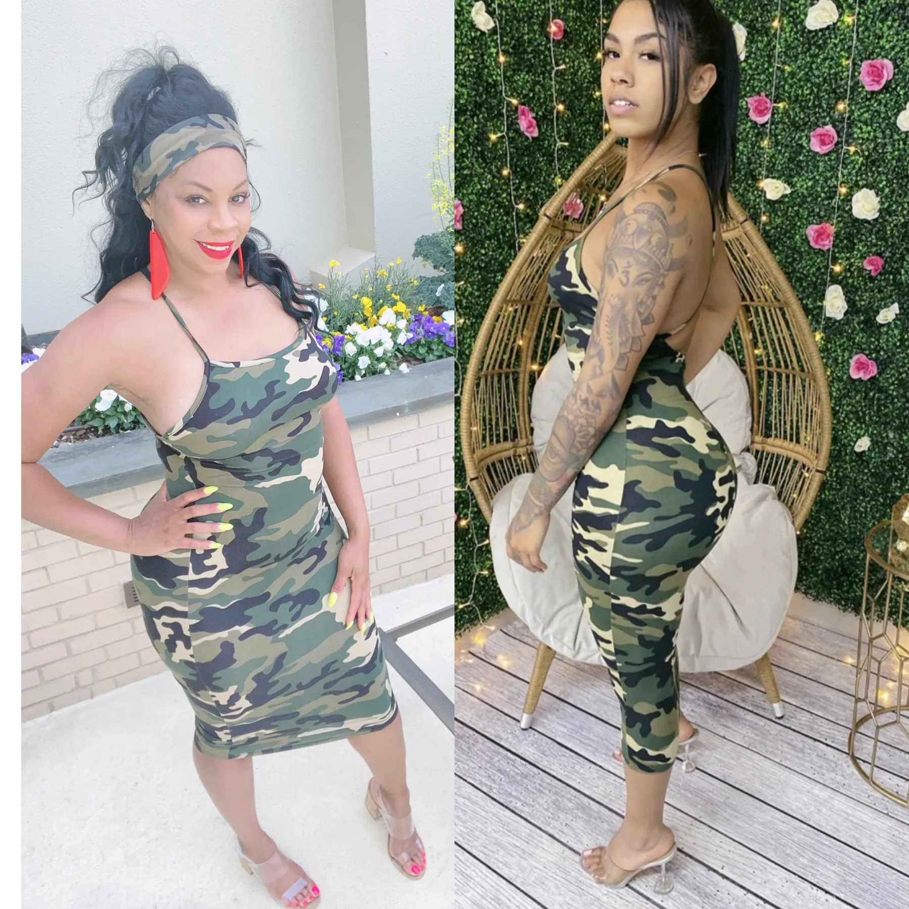 Stretchy Small Left ! Camo Print Cross Back MIDI‼️
