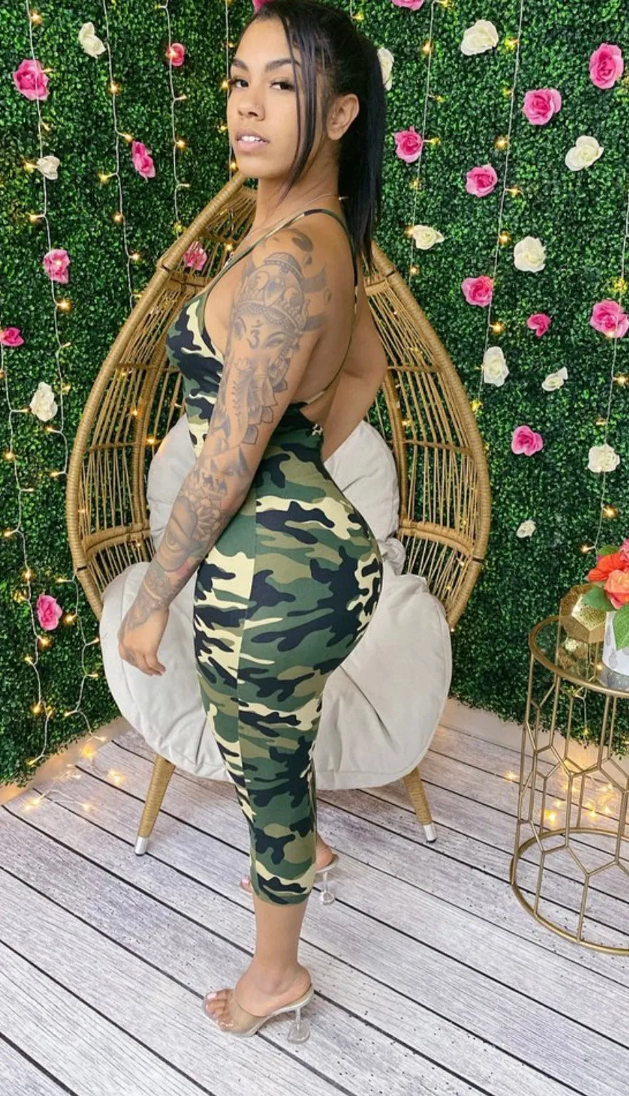 Stretchy Small Left ! Camo Print Cross Back MIDI‼️
