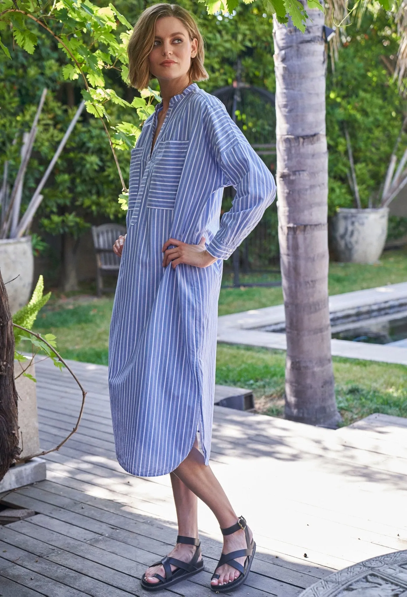 Stripe Pocket Midi Tunic Dress - Sale