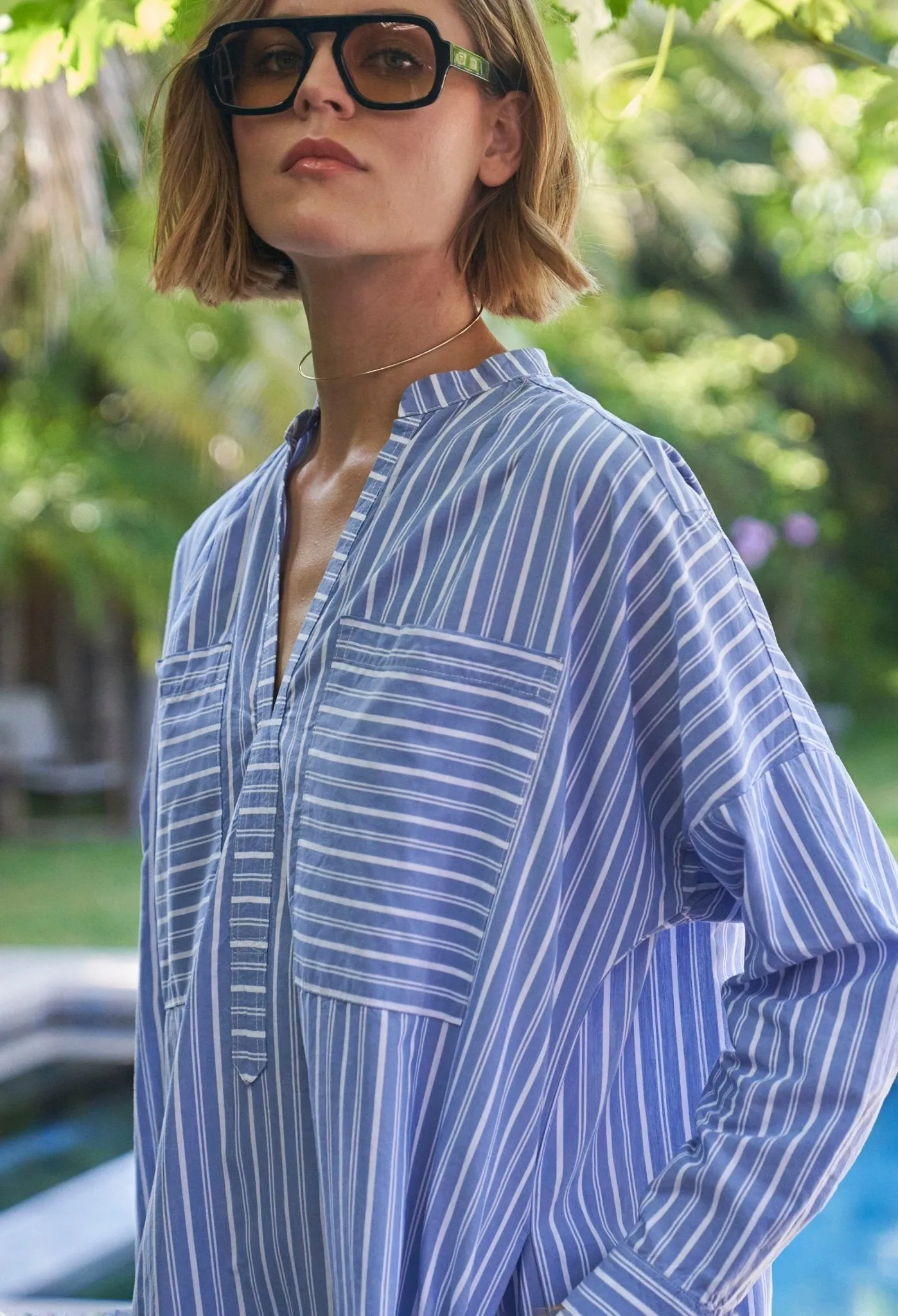 Stripe Pocket Midi Tunic Dress - Sale