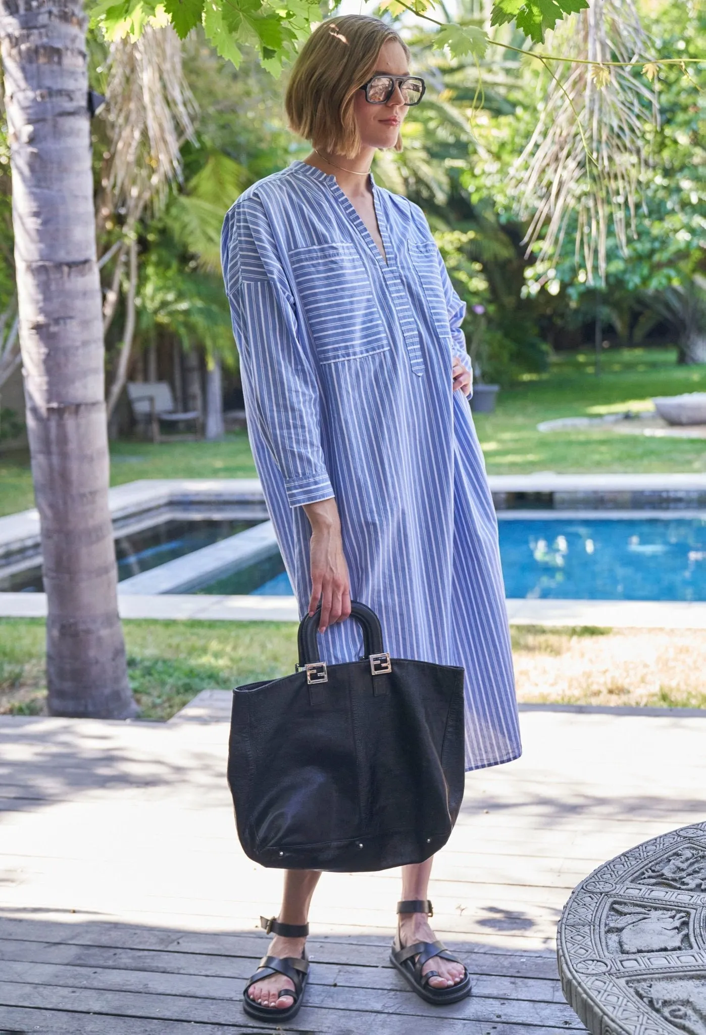 Stripe Pocket Midi Tunic Dress - Sale
