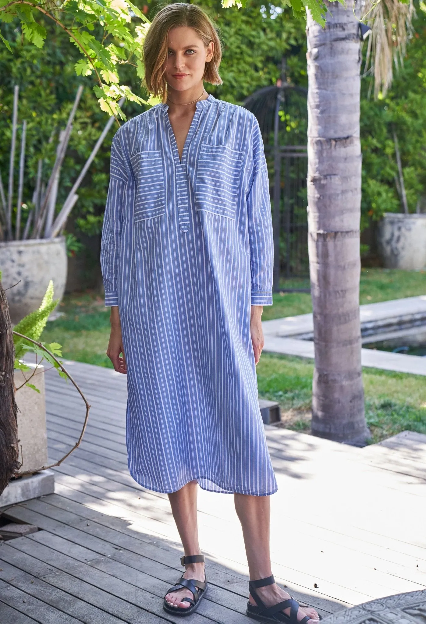 Stripe Pocket Midi Tunic Dress - Sale