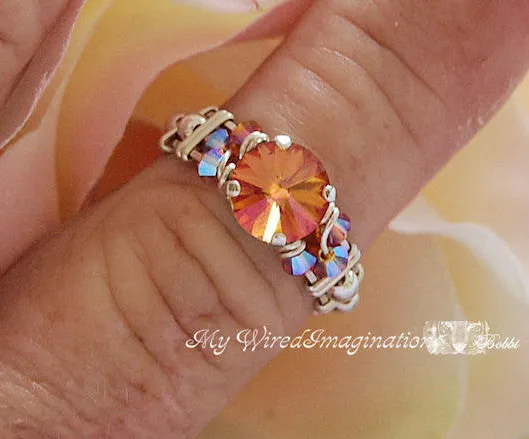 Summer Blush Swarovski Crystal, 2 Pieces, 1122 39ss 8mm Rivoli With Setting
