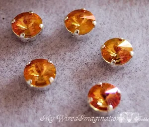 Summer Blush Swarovski Crystal, 2 Pieces, 1122 39ss 8mm Rivoli With Setting