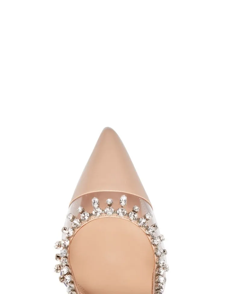Summer Pointed Toe Mules Sandals Crystal Heels Wedding Shoes