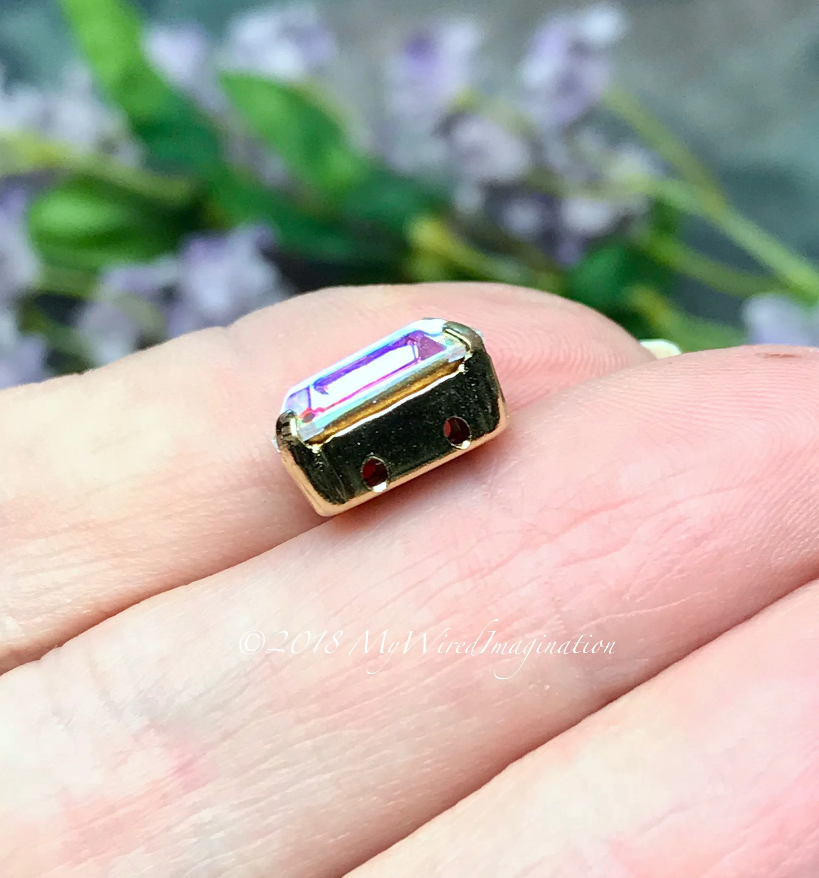 Swarovski Crystal AB, 12x10mm Clear Crystal AB,  Octagon 4610, With Setting