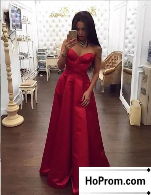 Sweetheart Satin Spaghetti Straps Prom Dresses Evening Dress