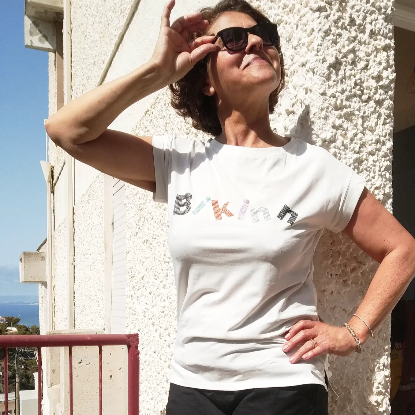 T-Shirt Printed hotfix Rhinestone