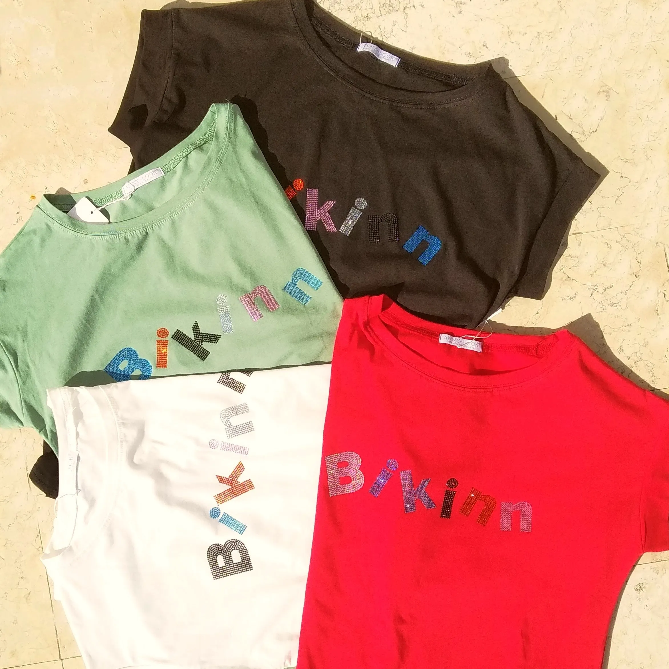 T-Shirt Printed hotfix Rhinestone