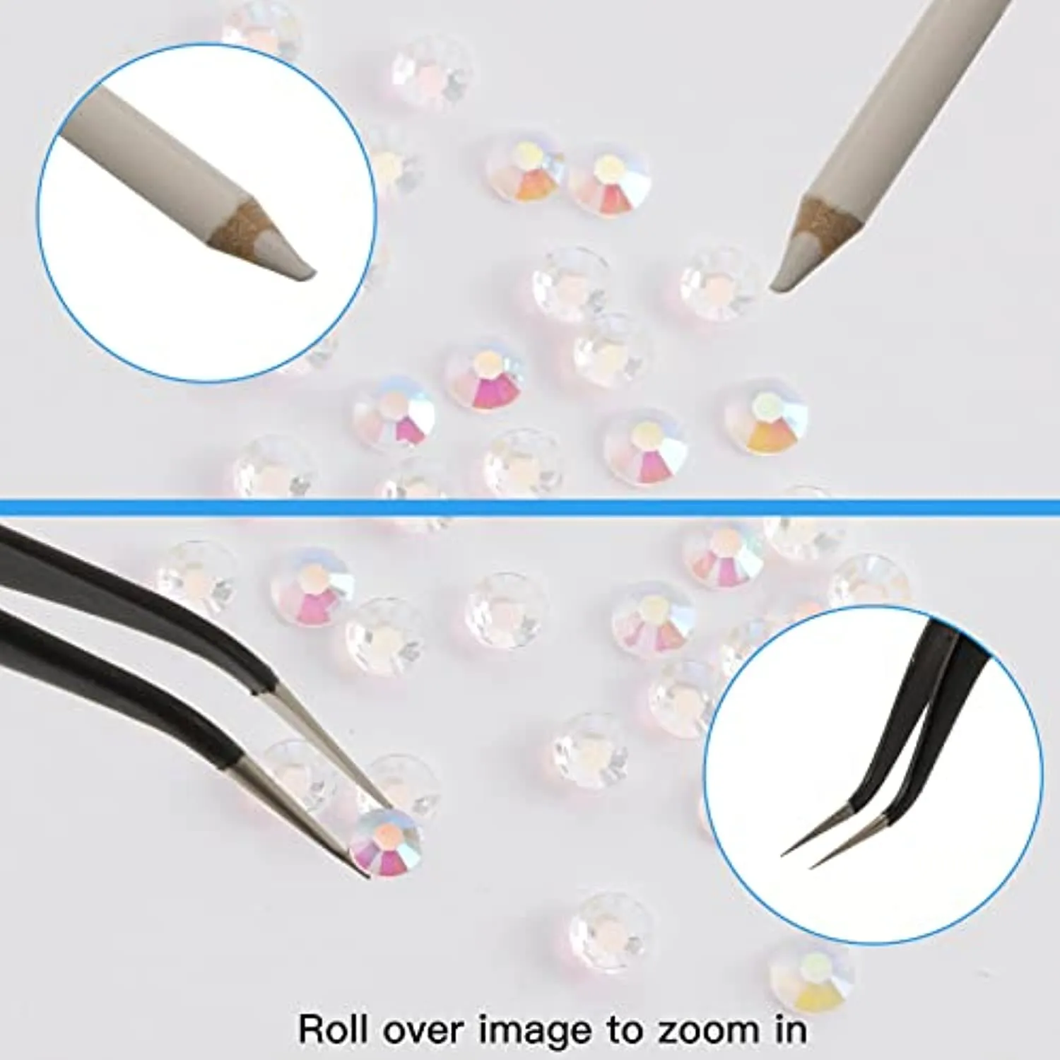 Tanngronie 2100 Pieces rhinestones for nails nail art gems crafts crystals Glass decorations set ab rhinestones flatback design Face Clothes Shoes Decor(ab white)