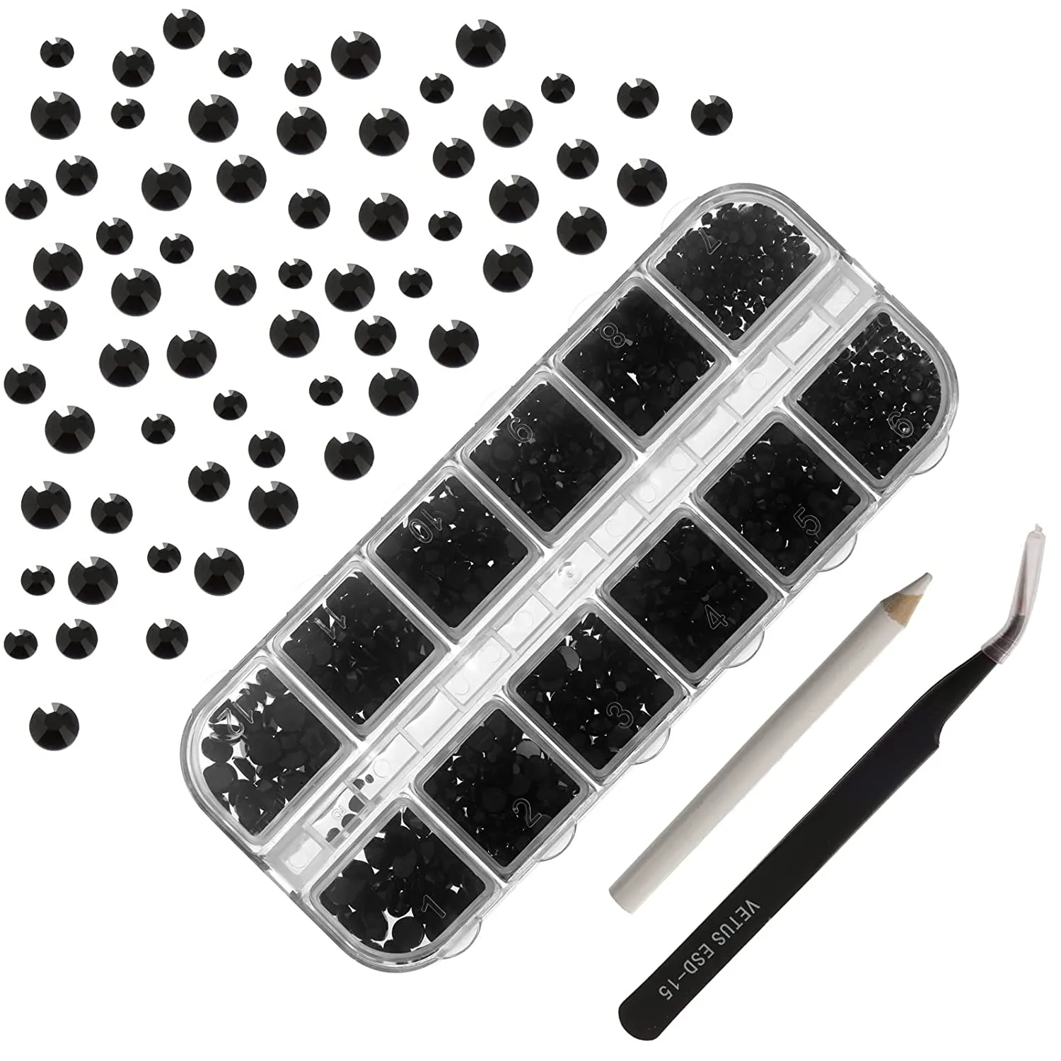 Tanngronie 2100 Pieces rhinestones for nails nail art gems crafts crystals Glass decorations set ab rhinestones flatback design Face Clothes Shoes Decor(ab white)