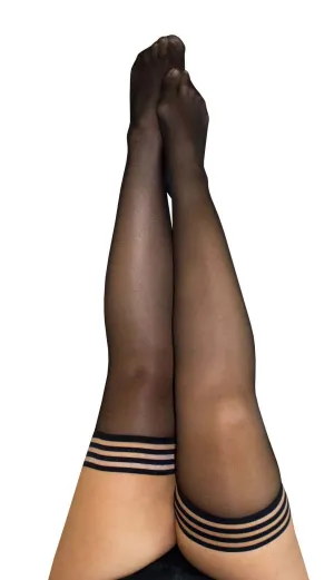 Taylor - Silky Sheer Thigh High - Size D - Black