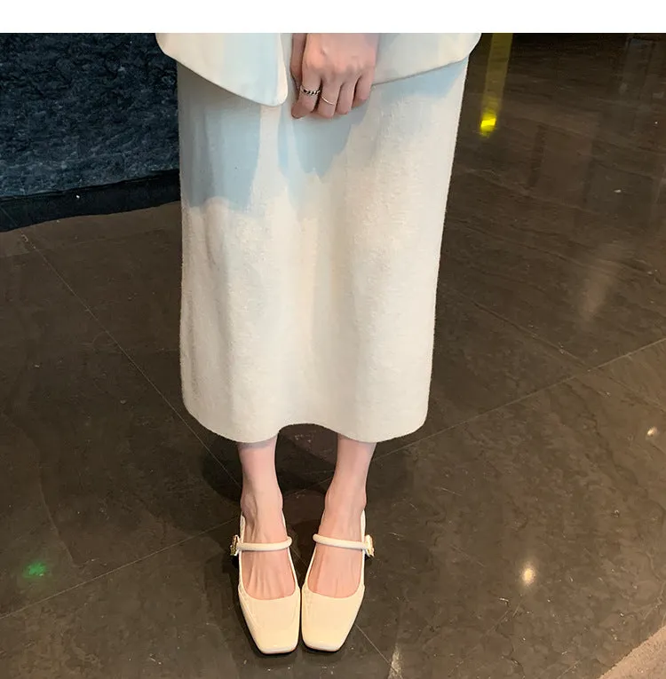 Thick Heel Shallow Mouth Retro Mary Jane Shoes Widened and Fattened Women's Shoes