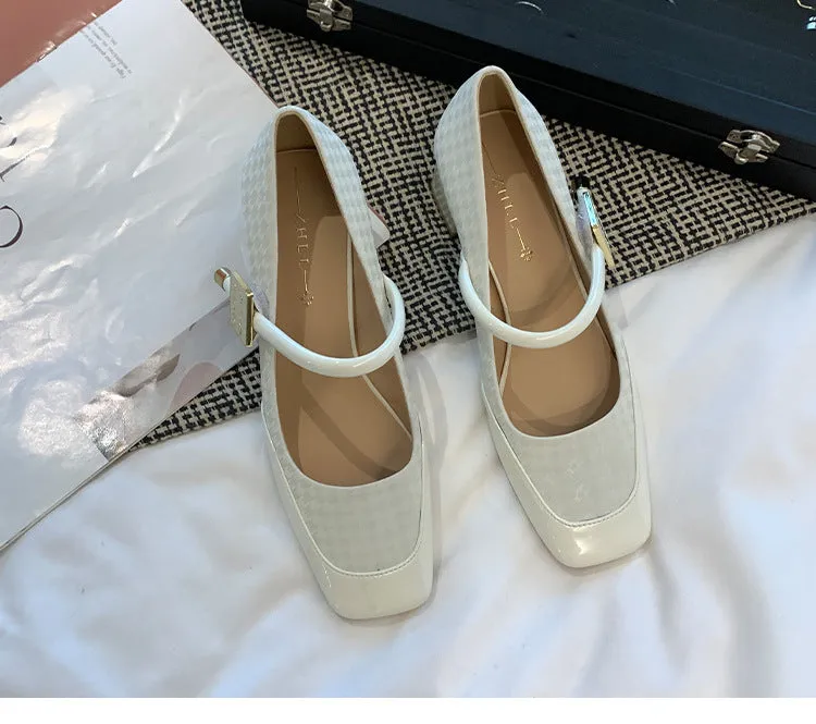Thick Heel Shallow Mouth Retro Mary Jane Shoes Widened and Fattened Women's Shoes