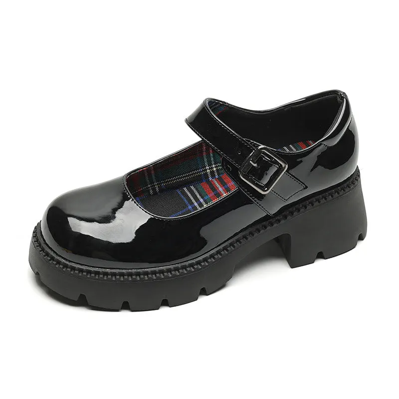 Thick Sole Mary Jane Shoes Round Toe Retro Women's Shoes