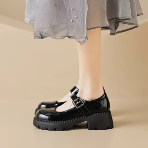 Thick Sole Mary Jane Shoes Round Toe Retro Women's Shoes