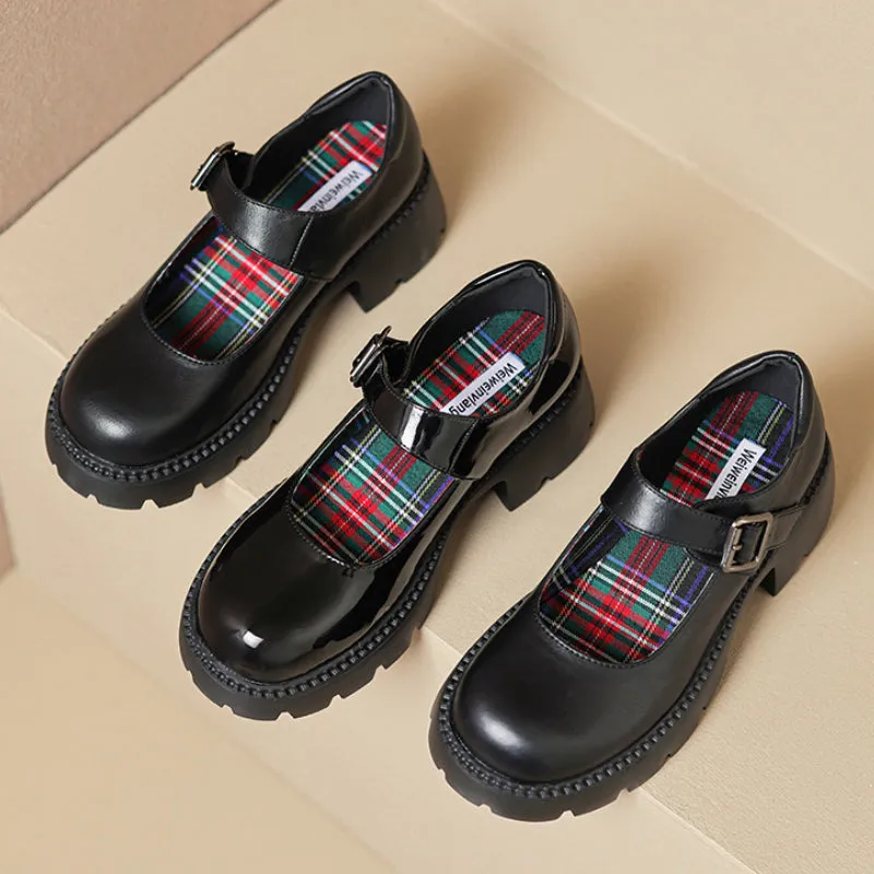 Thick Sole Mary Jane Shoes Round Toe Retro Women's Shoes