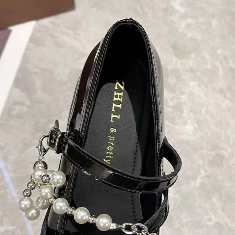 Thick Sole Mary Jane Shoes Shallow Mouth Wide Feet Women's Shoes