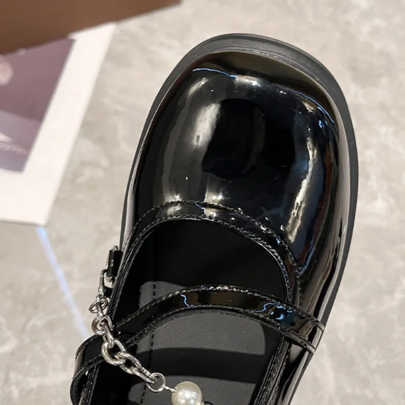 Thick Sole Mary Jane Shoes Shallow Mouth Wide Feet Women's Shoes