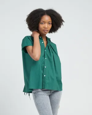 tie waist poplin top - green